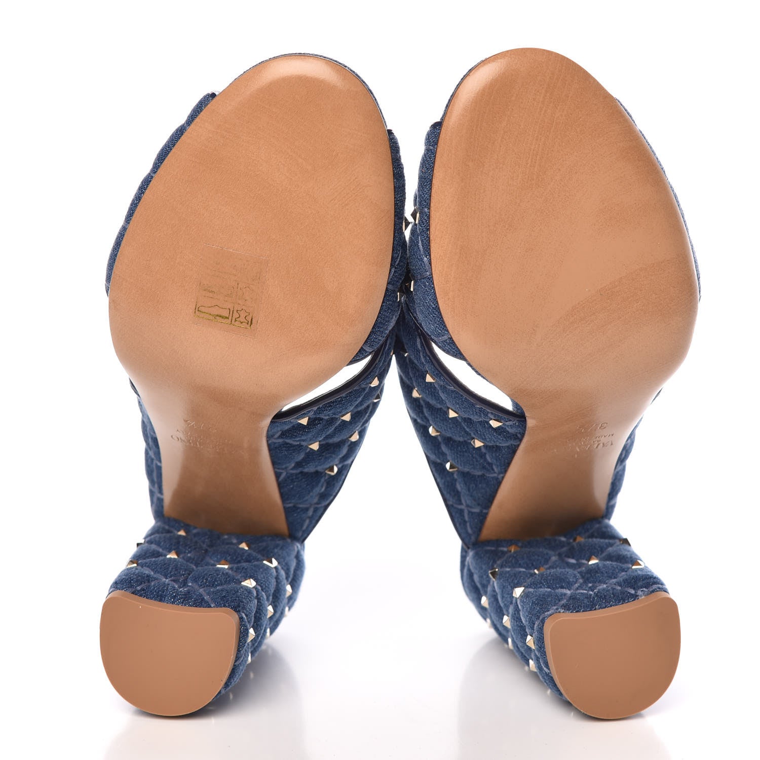Valentino Garavani Denim Rockstud Spike Crisscross 90mm Slide Sandals 37.5 Light Denim 5 of 9
