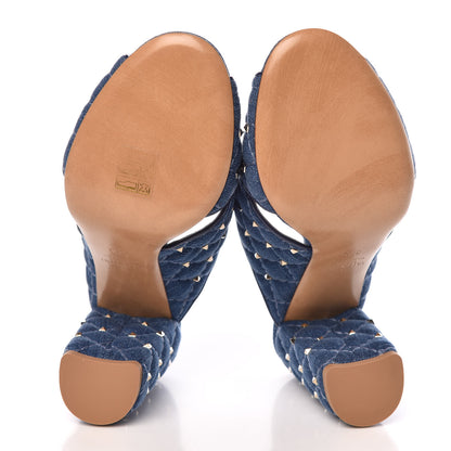 Valentino Garavani Denim Rockstud Spike Crisscross 90mm Slide Sandals 37.5 Light Denim 5 of 9