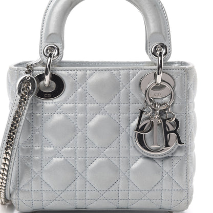 Christian Dior Metallic Nubuck Cannage Mini Lady Dior Light Blue 9 of 12