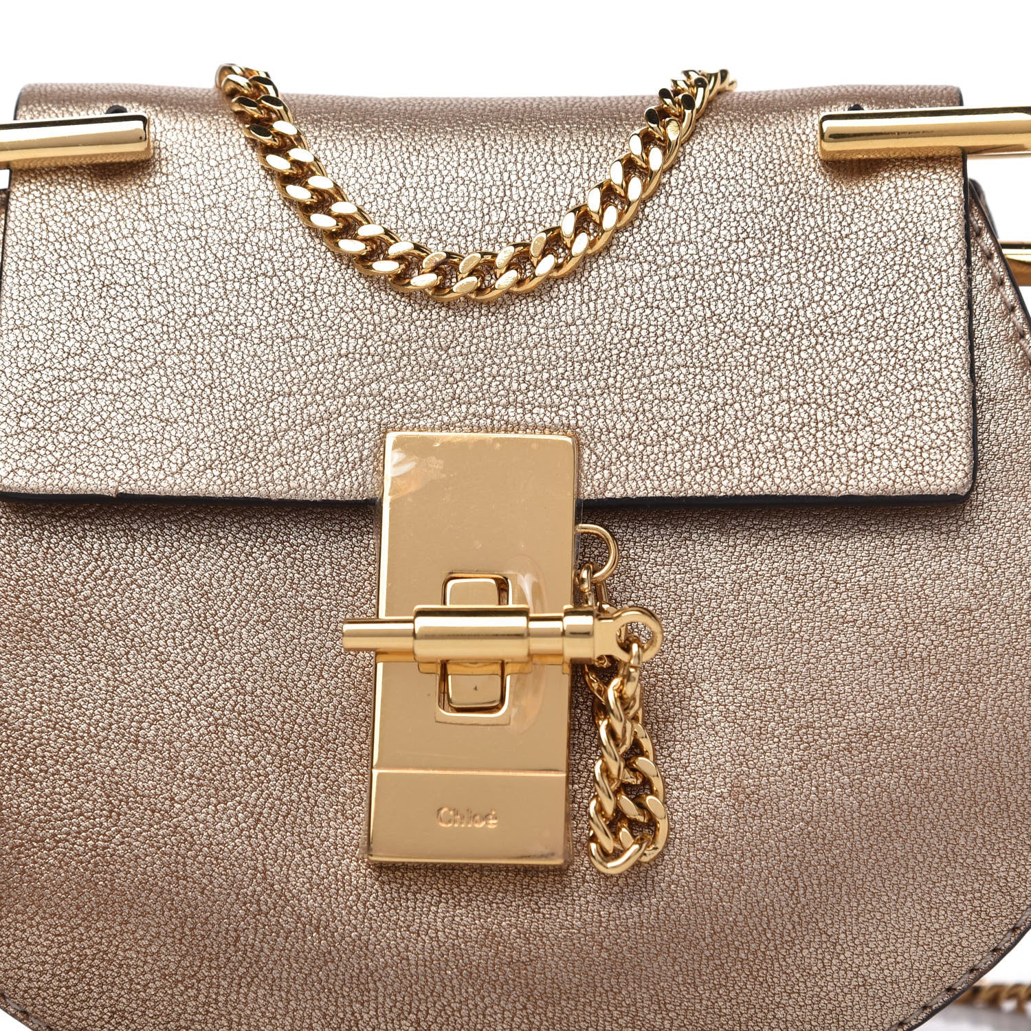 Chloe Metallic Grained Goatskin Nano Drew Shoulder Bag Abstract Gold 9 of 9