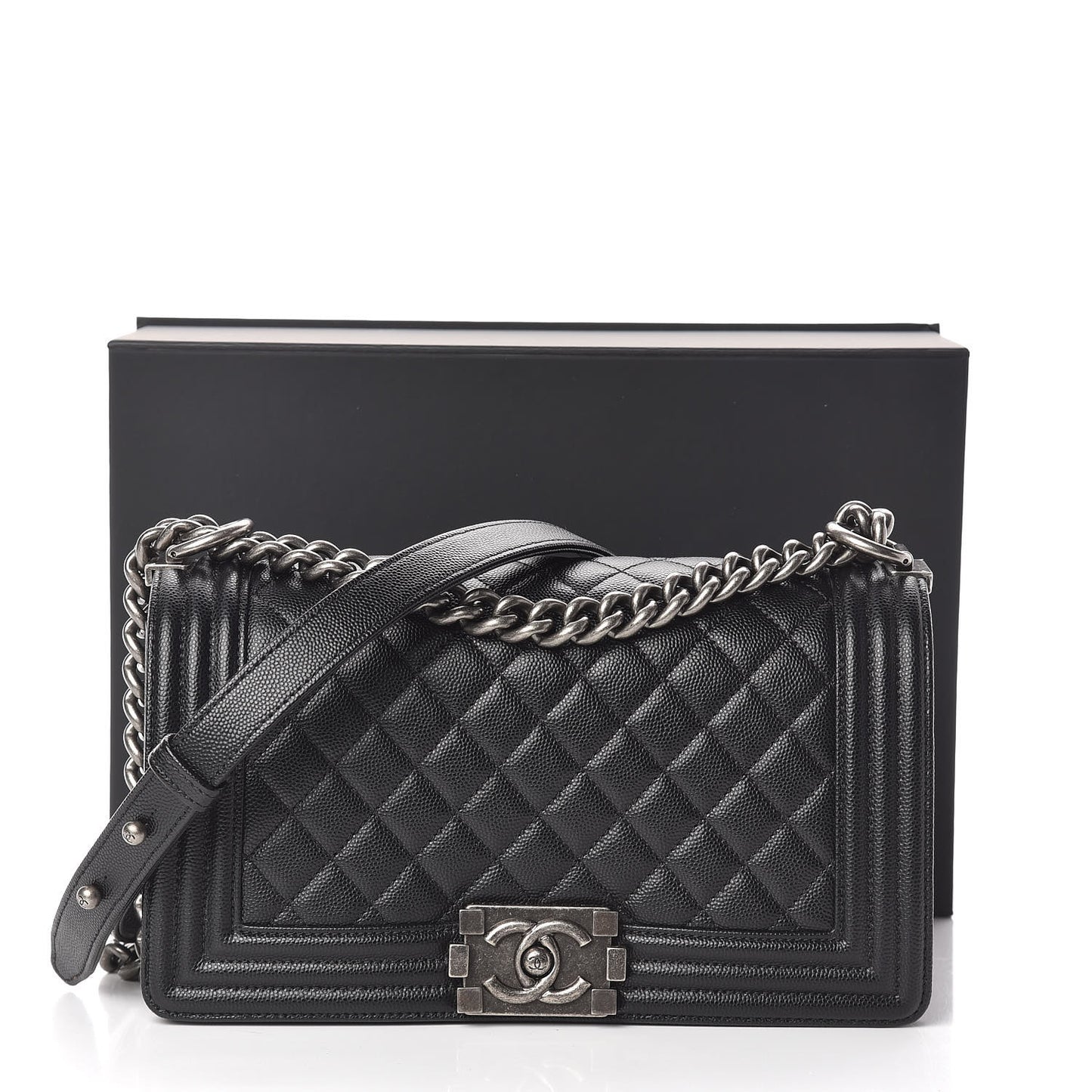 Caviar Quilted Medium Boy Flap Black