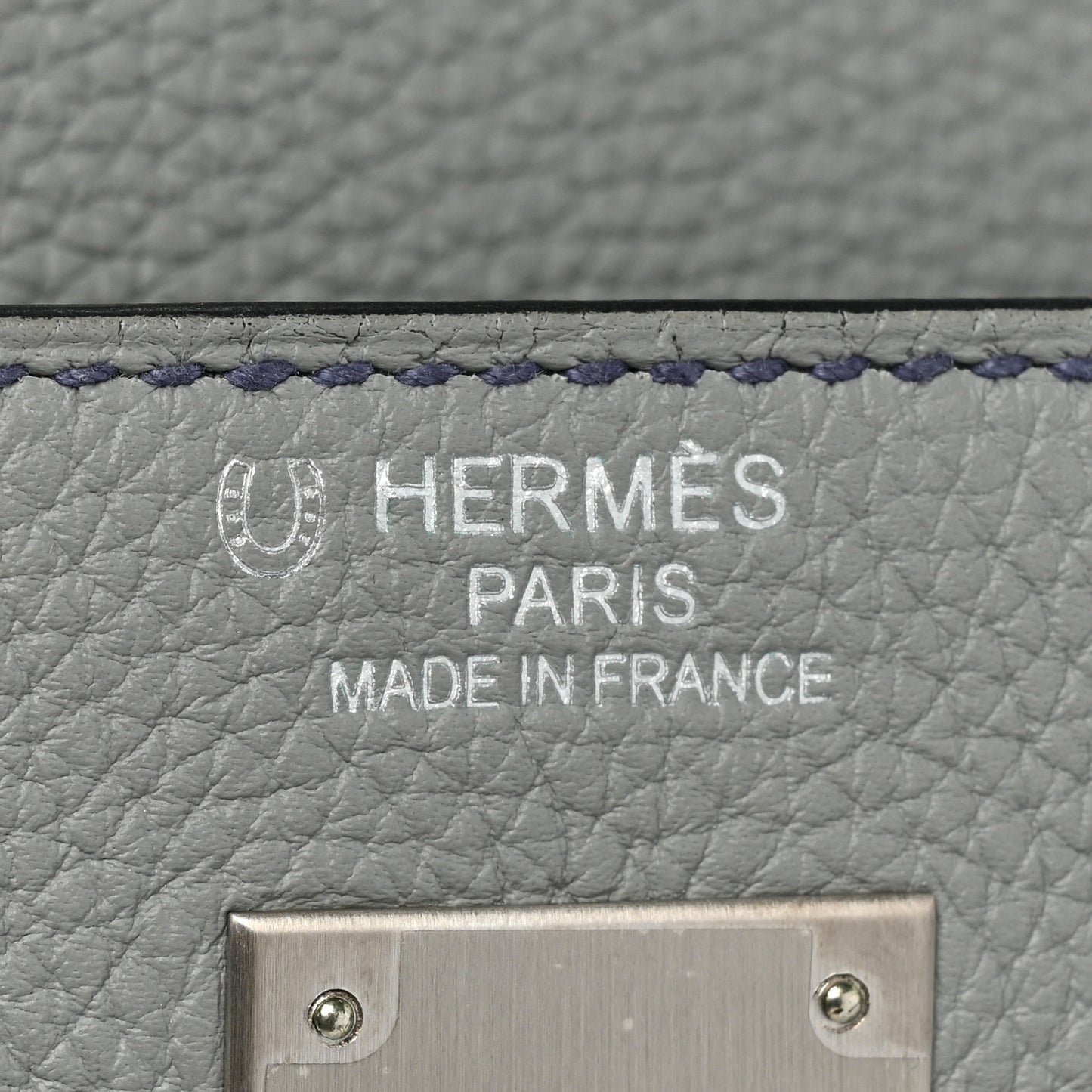 Togo Horseshoe Kelly Sellier 35 Gris Mouette Bleu Electrique