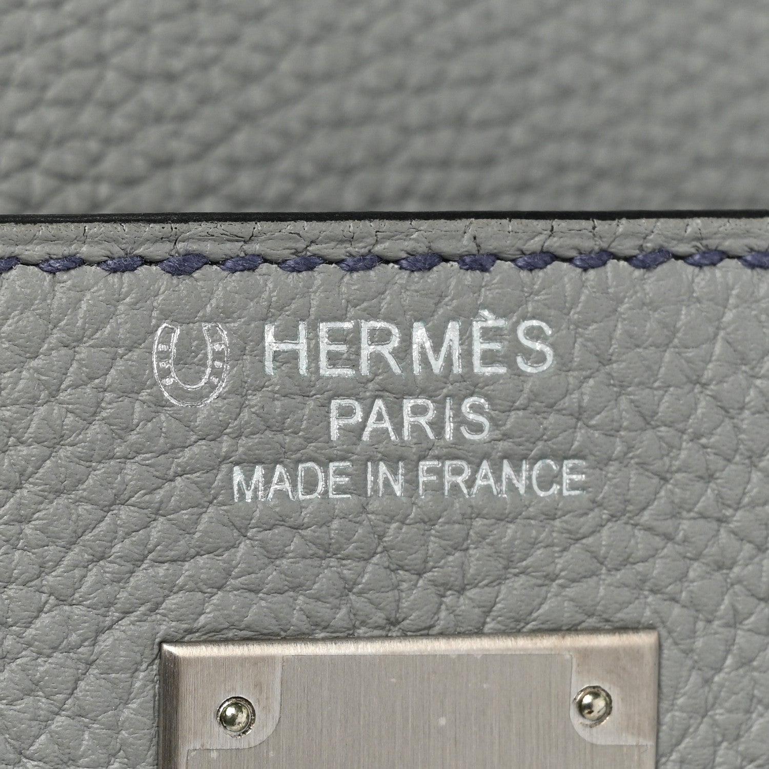 Hermes Togo Horseshoe Kelly Sellier 35 Gris Mouette Bleu Electrique 6 of 12