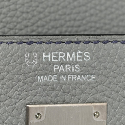Hermes Togo Horseshoe Kelly Sellier 35 Gris Mouette Bleu Electrique 6 of 12