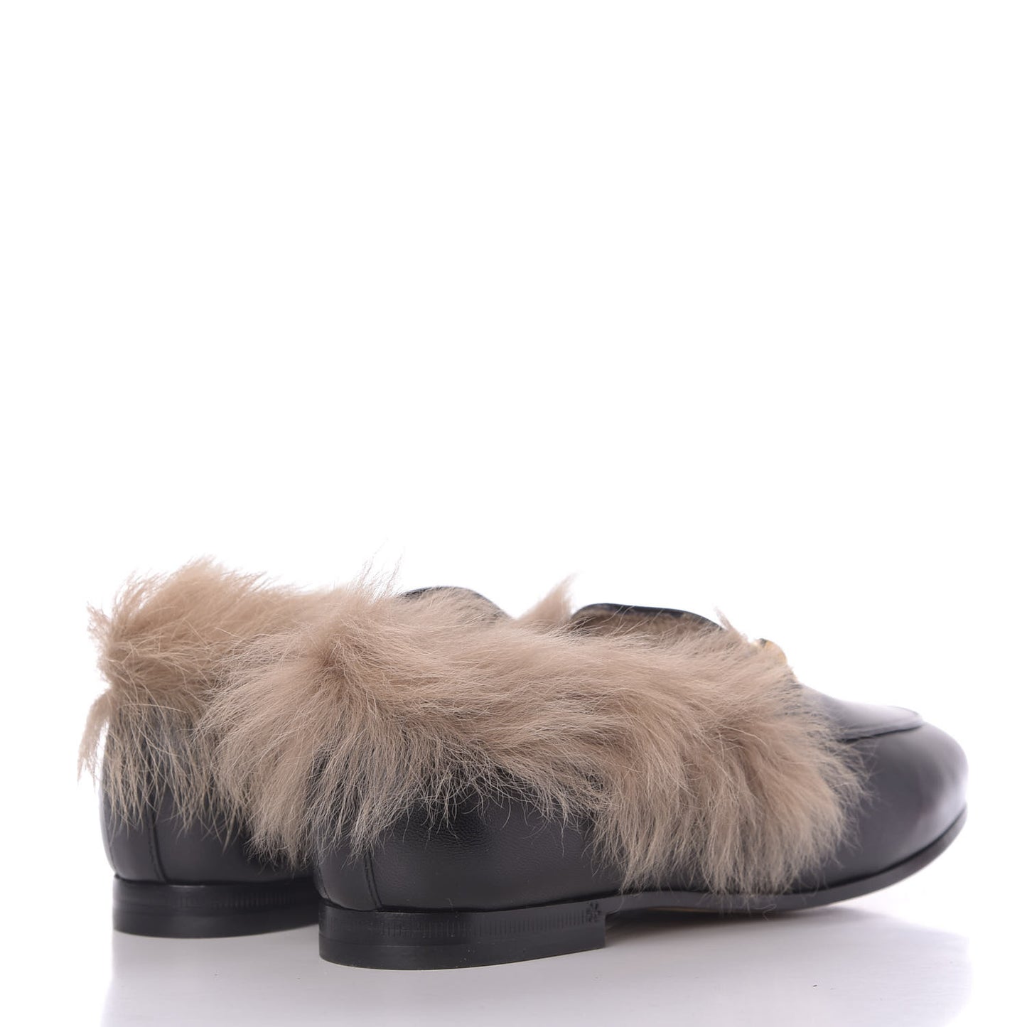 Malaga Kid Fur Womens Jordaan Loafers 36.5 Black Natural