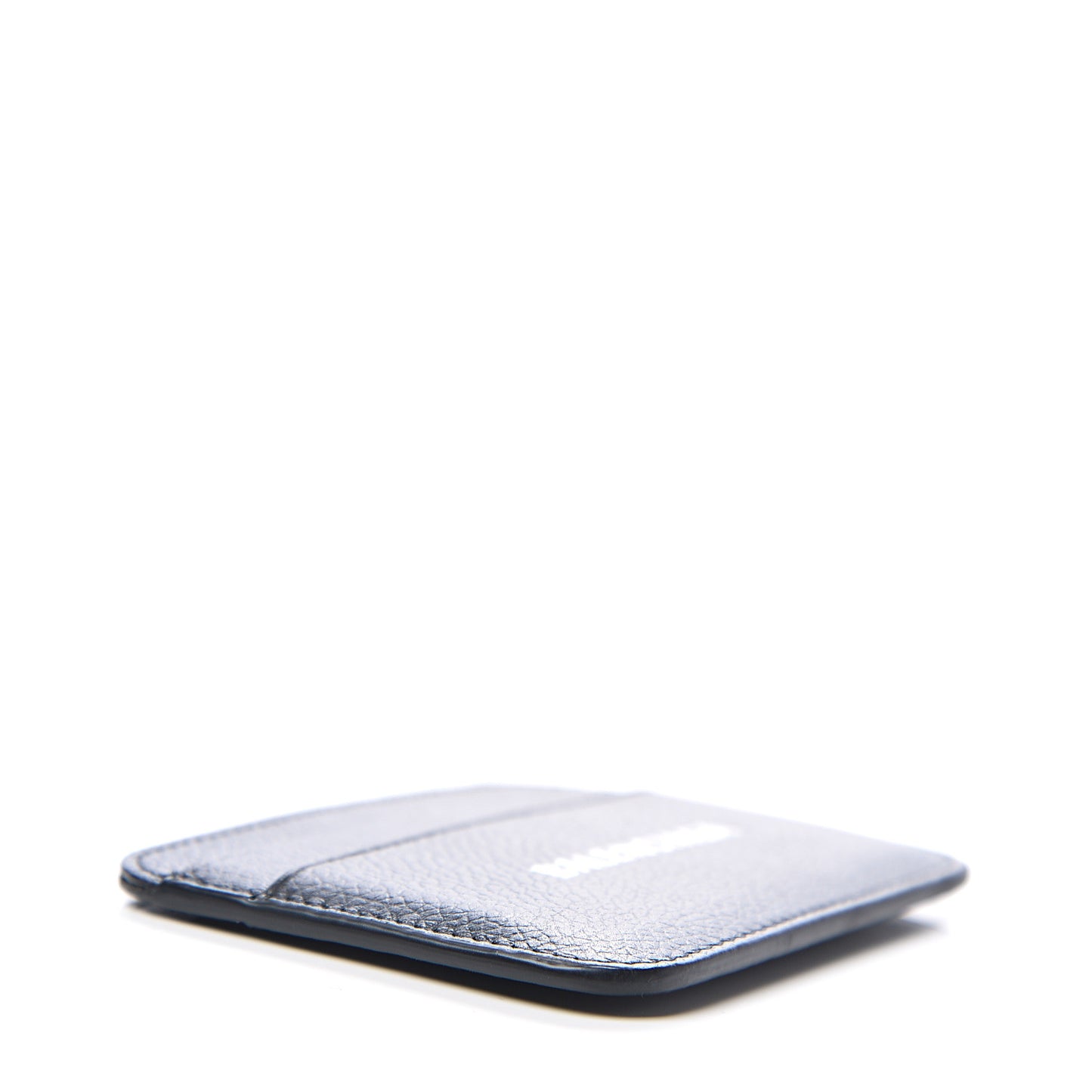 Grained Calfskin Logo Cash Rounded Card Holder Black White