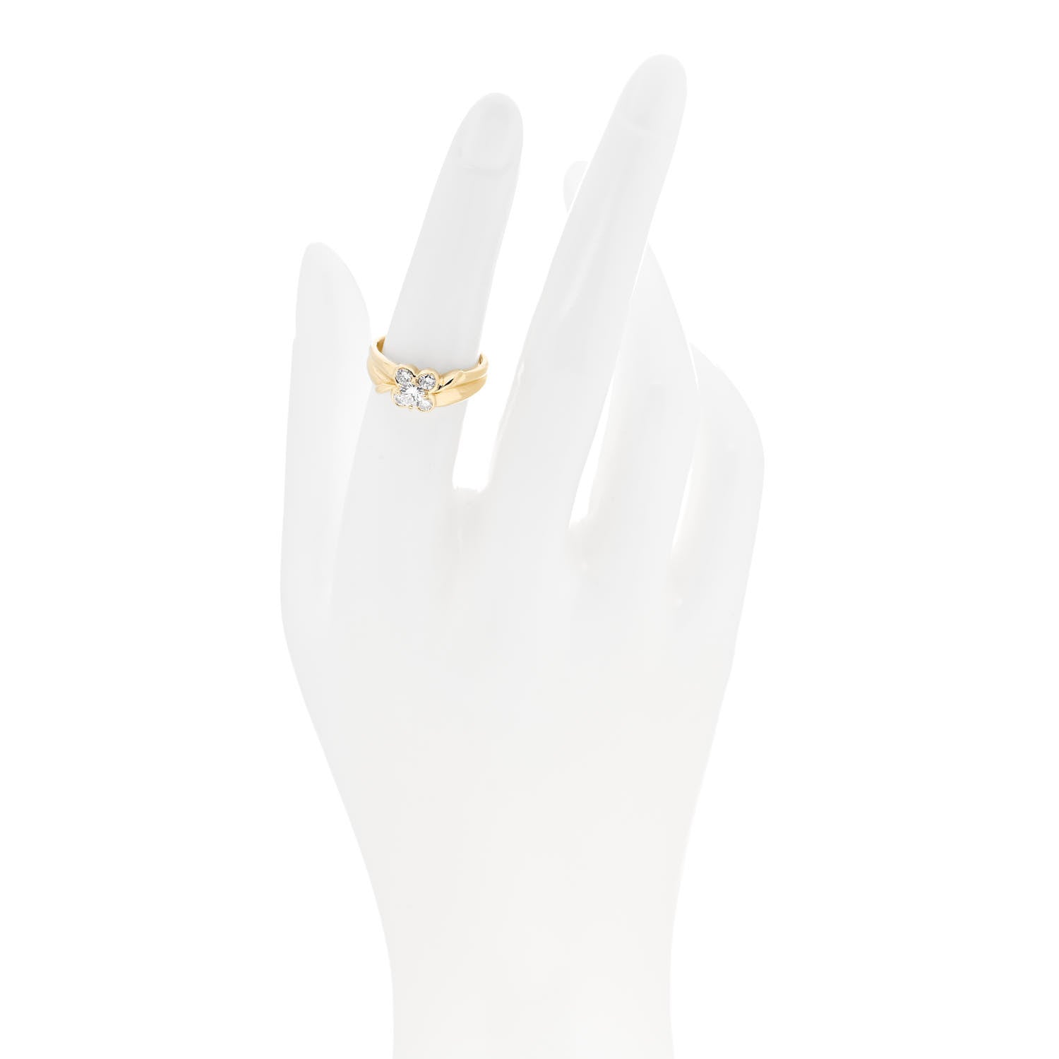 Van Cleef & Arpels 18K Yellow Gold Diamond Flower Ring 51 5.75 2 of 4