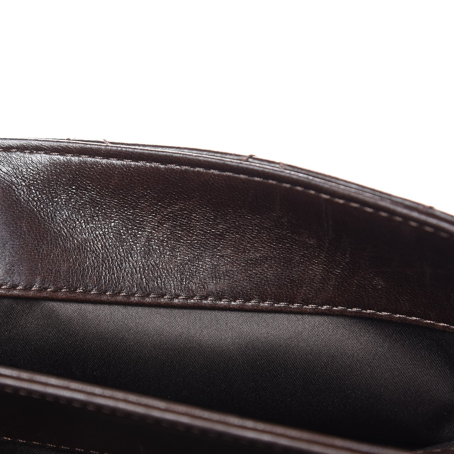 Lambskin Quilted Large 3 Flap Dark Brown