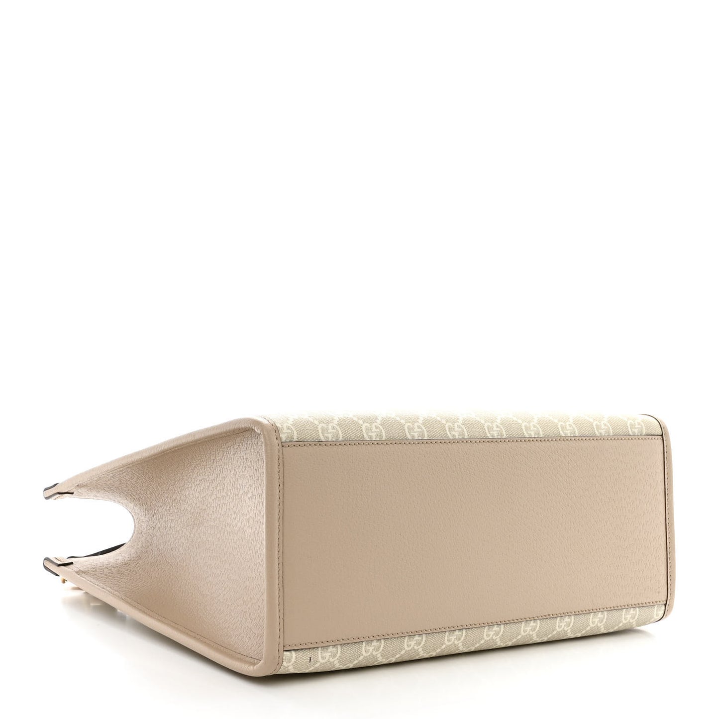 GG Supreme Monogram Textured Dollar Calfskin Small Retro Interlocking G Tote Bag Beige Mystic White Oatmeal