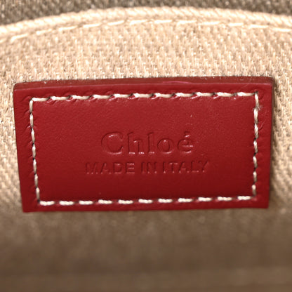 Chloe Cotton Calfskin Small Woody Ribbon Tote With Strap Dark Ruby 6 of 9