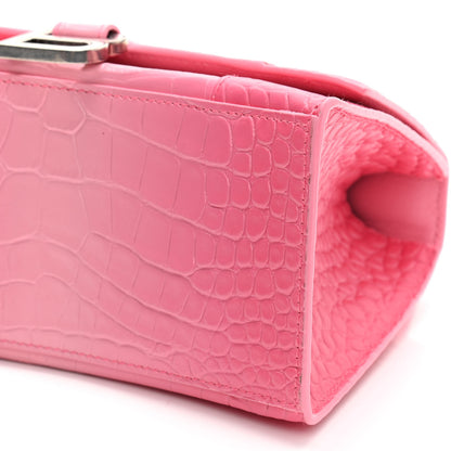 Balenciaga Calfskin Crocodile Embossed Degrade Small Hourglass Top Handle Bag Sweet Pink 13 of 14