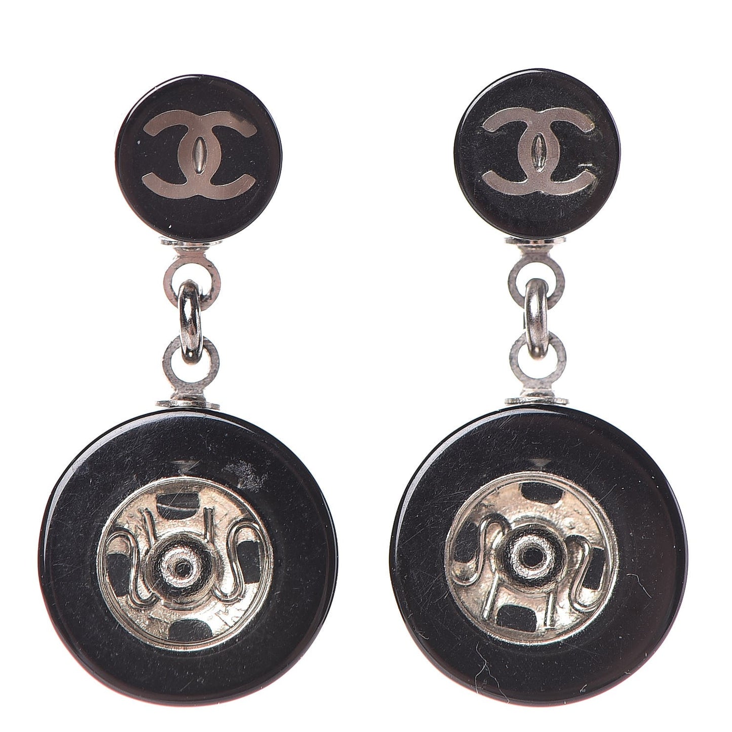 Resin CC Drop Earrings Black