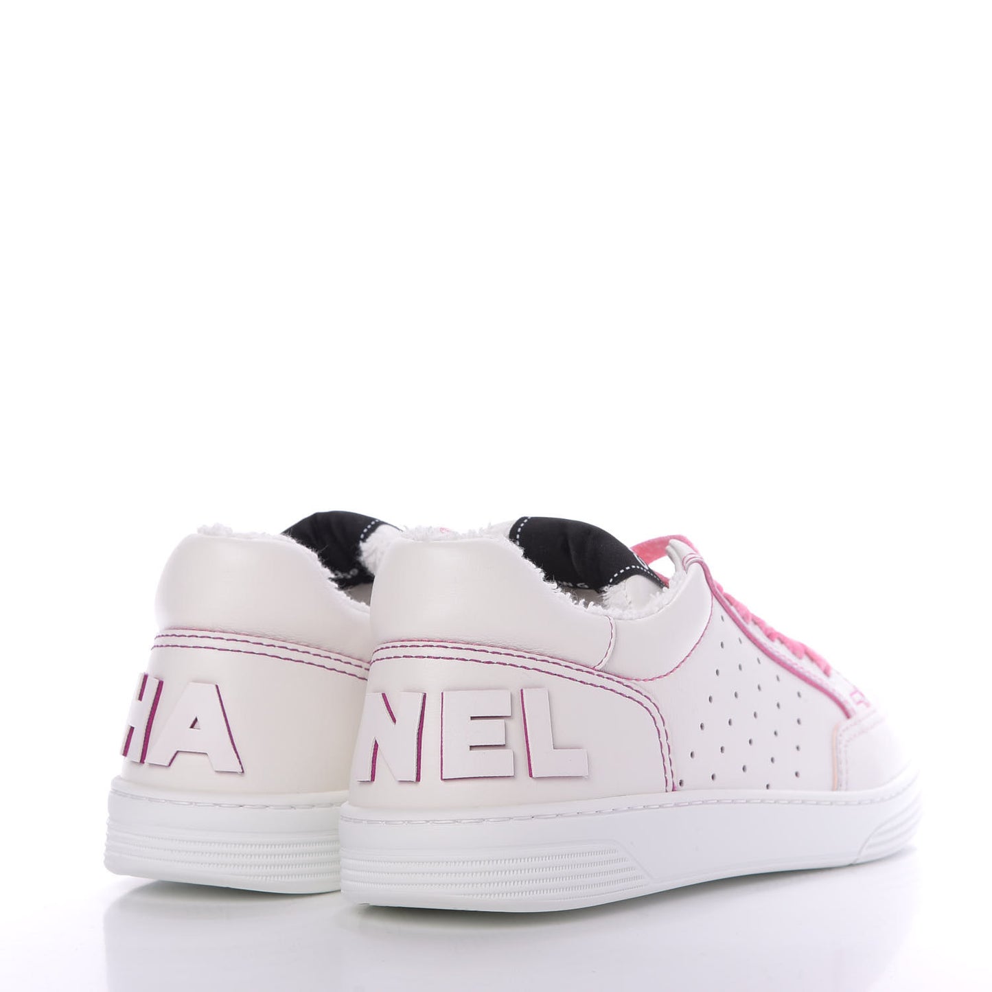 Calfskin Womens Logo Sneakers 37 White Pink