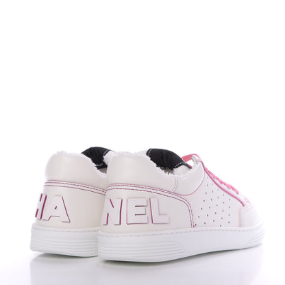 Chanel Calfskin Womens Logo Sneakers 37 White Pink 4 of 10