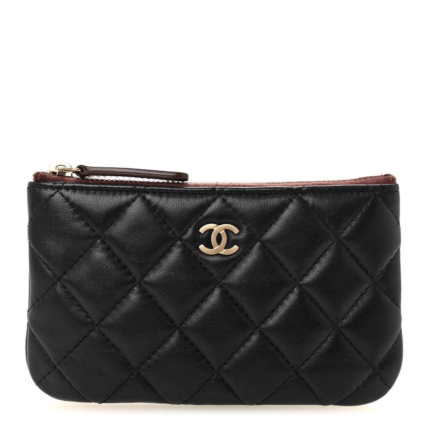 Lambskin Quilted Small Cosmetic Case Black