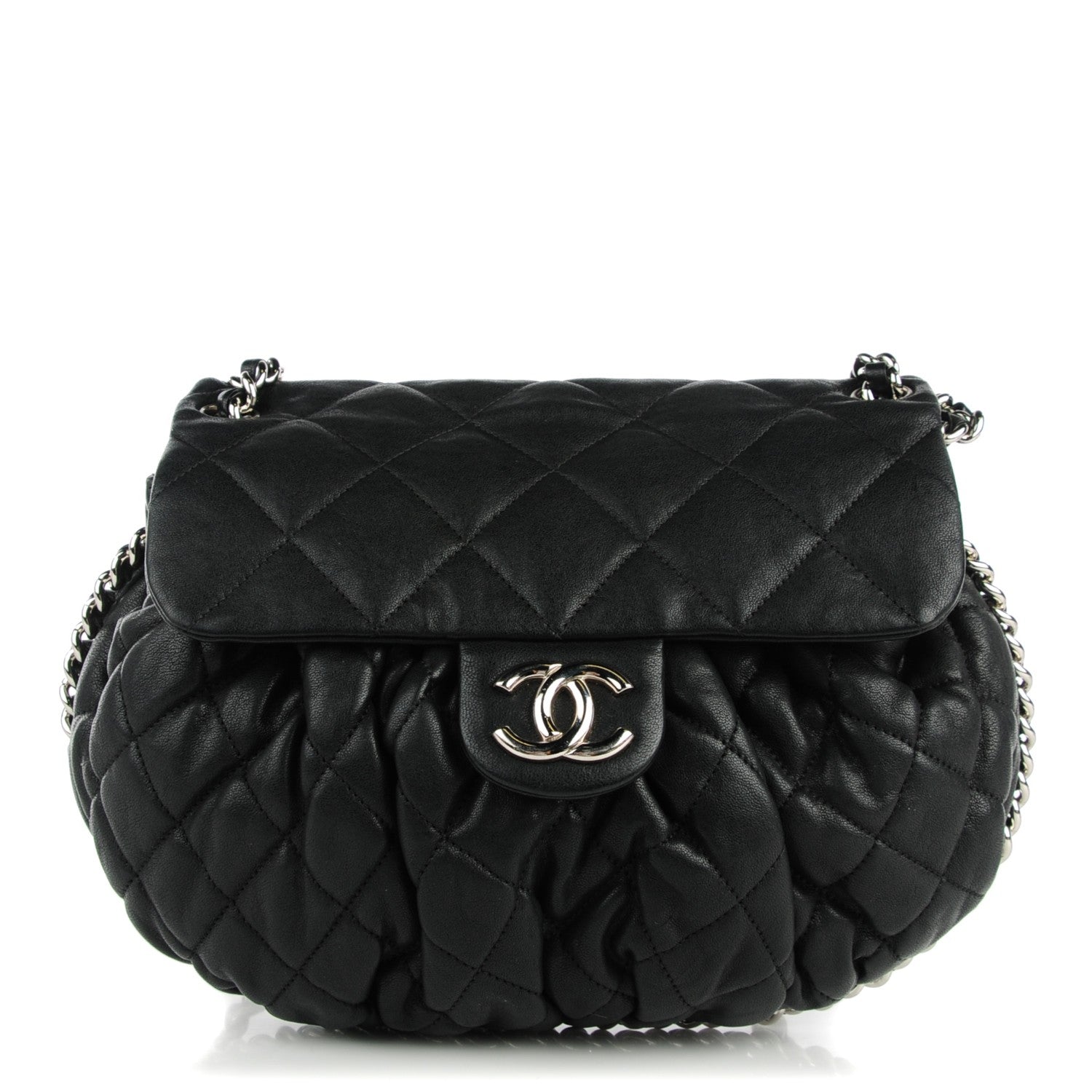 Chanel Washed Lambskin Quilted Medium Chain Around Messenger Black 1 of 7
