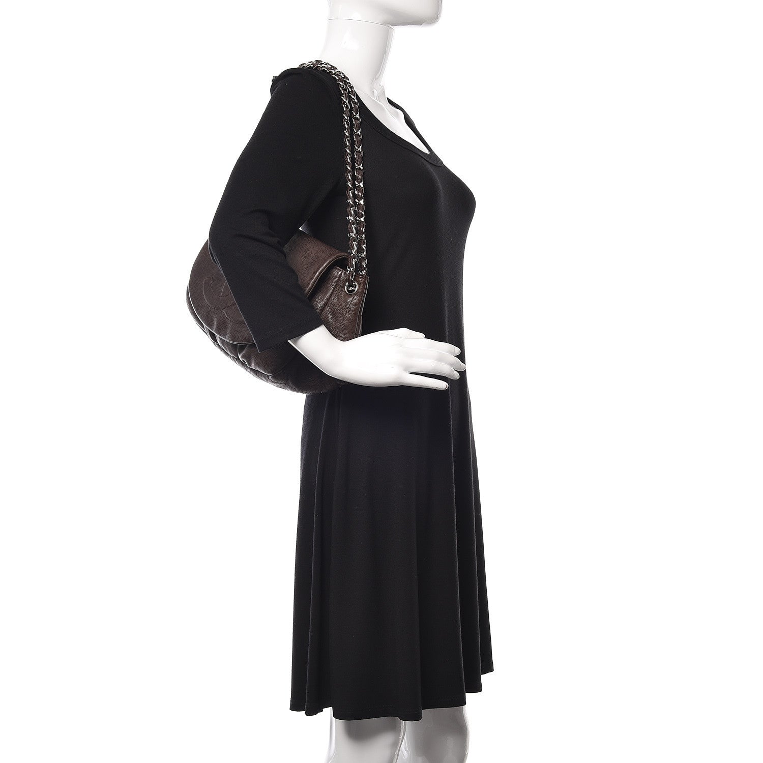 Chanel Caviar Half Moon Large Flap Dark Brown 2 of 22
