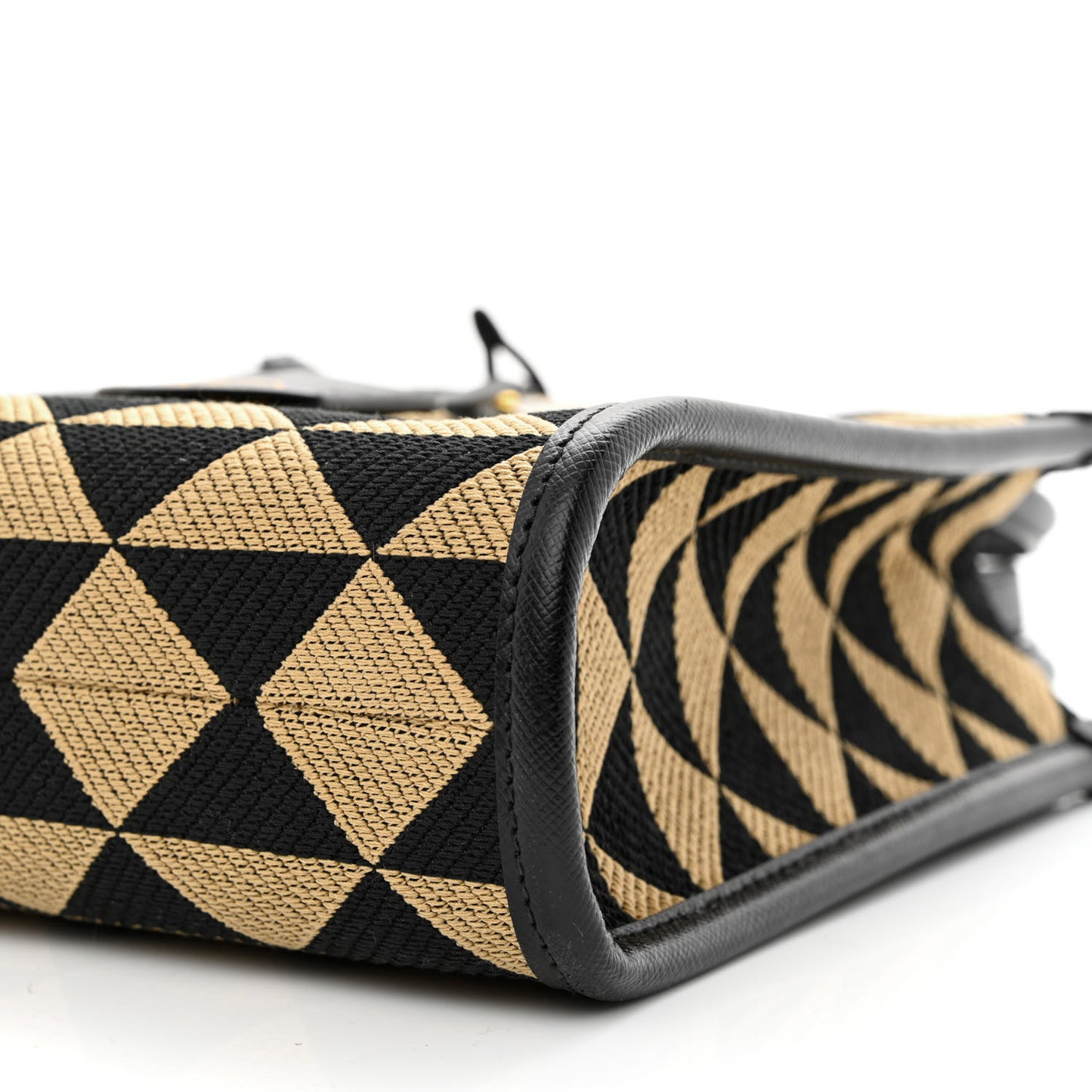 Jacquard Saffiano Triangolo Symbole Embroidered Micro Tote Black Corda