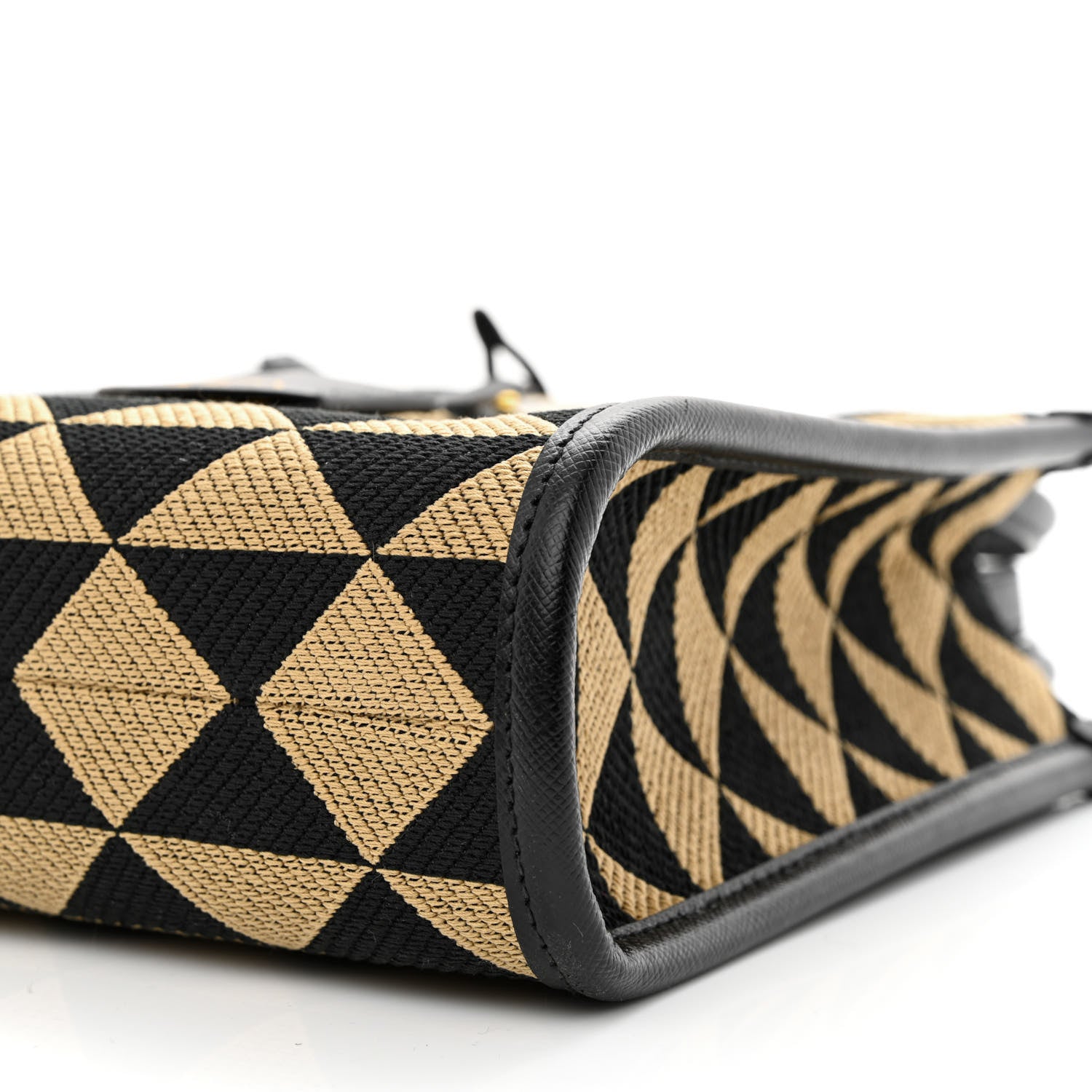 Prada Jacquard Saffiano Triangolo Symbole Embroidered Micro Tote Black Corda 10 of 10