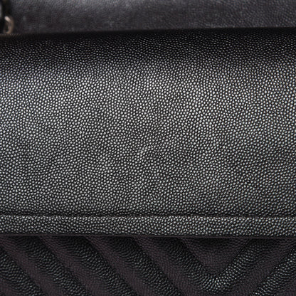 Chanel Iridescent Caviar Chevron Quilted Jumbo Double Flap Black 11 of 12
