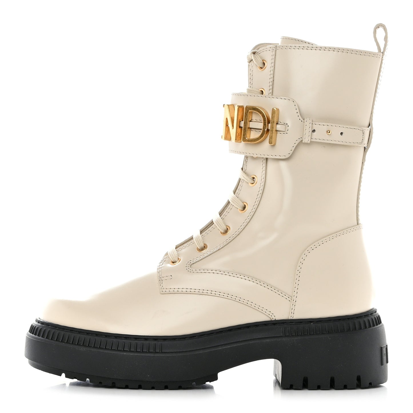 Vitello Abrasivato Fendigraphy 50mm Biker Boots 41 White