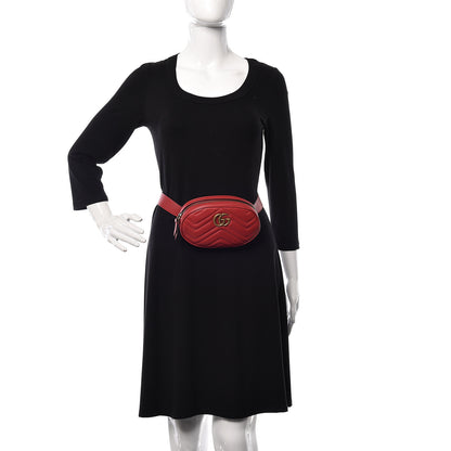 Gucci Calfskin Matelasse GG Marmont Belt Bag 95 38 Hibiscus Red 2 of 11