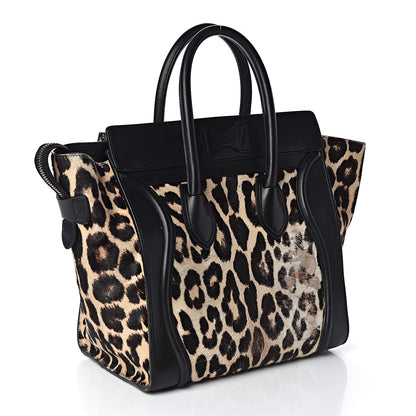 Celine Leopard Pony Hair Mini Luggage Brown 3 of 10