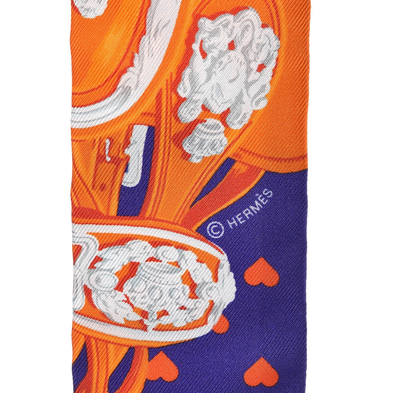 Hermes Silk Brides de Gala Love Twilly Ultraviolet Orange Marine 4 of 6
