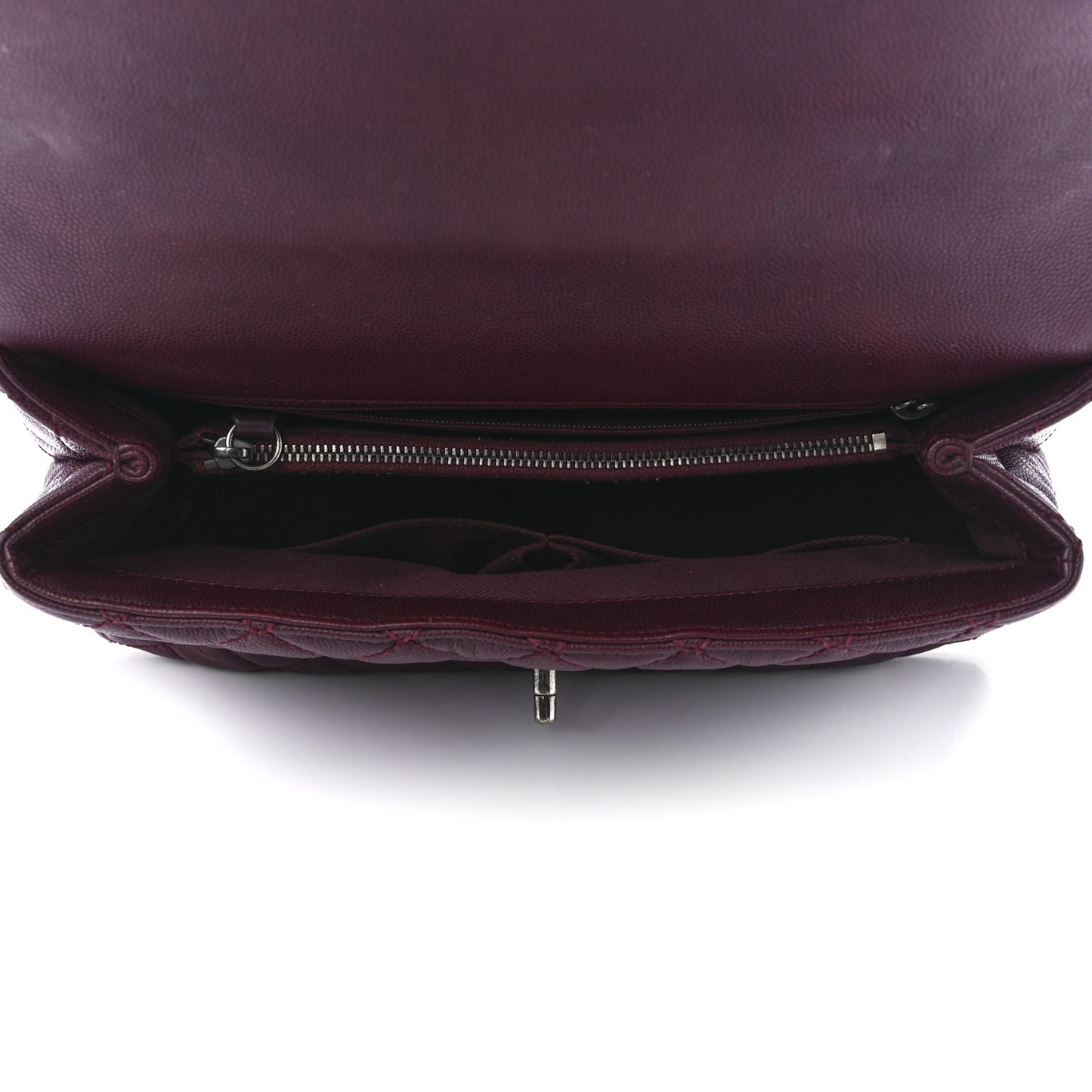 Caviar Quilted Small Coco Handle Flap Burgundy