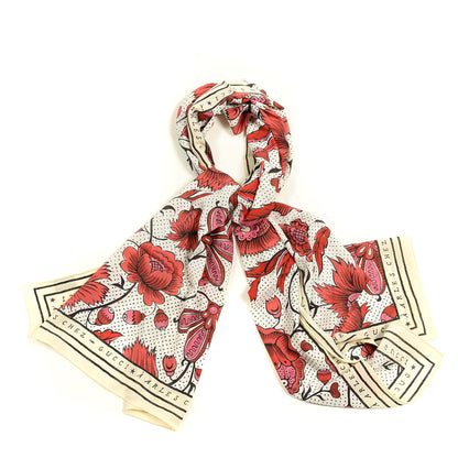 Gucci Silk Alsacienne Flower Print Scarf Ivory Red 1 of 3