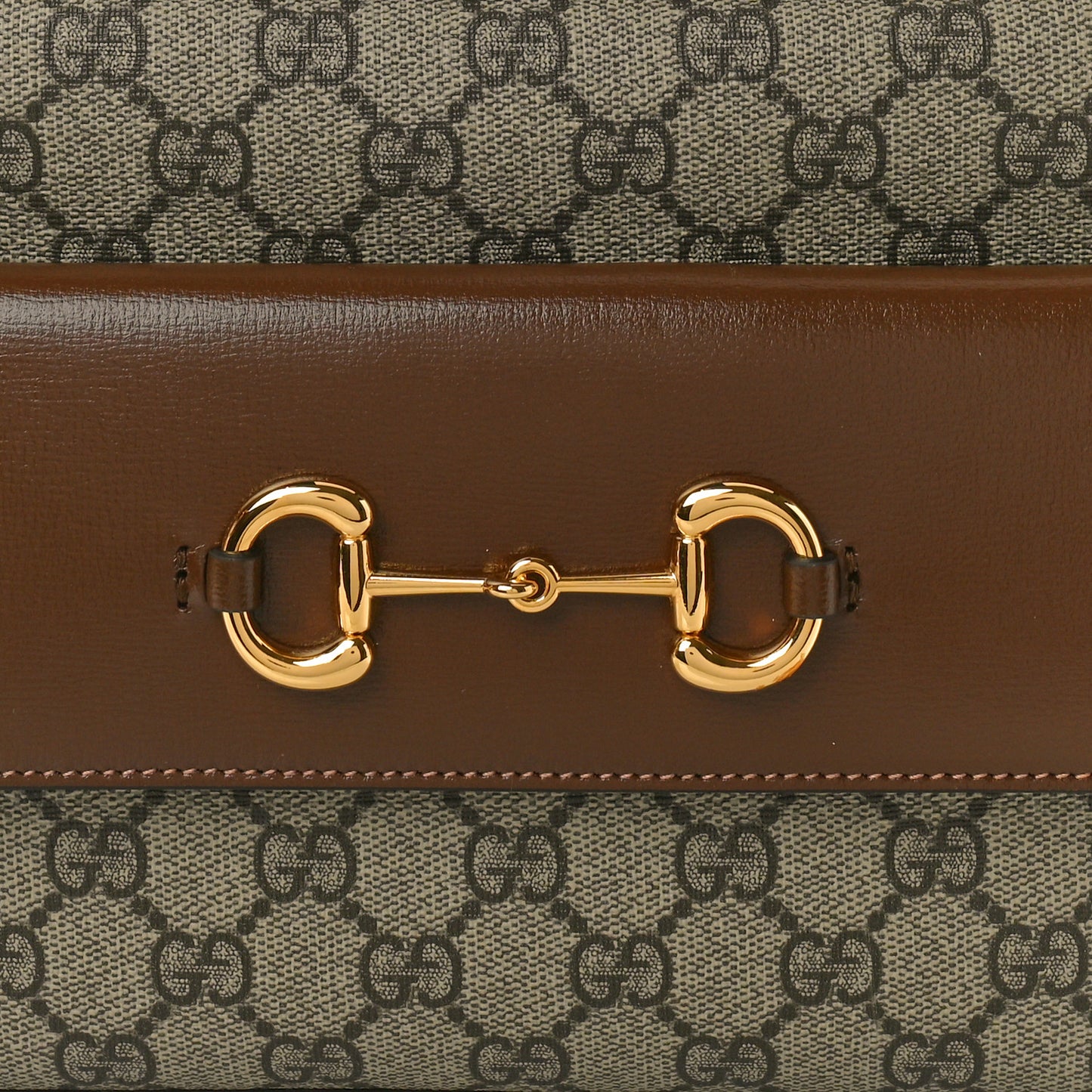 GG Supreme Monogram Small Horsebit 1955 Shoulder Bag Beige Brown Sugar