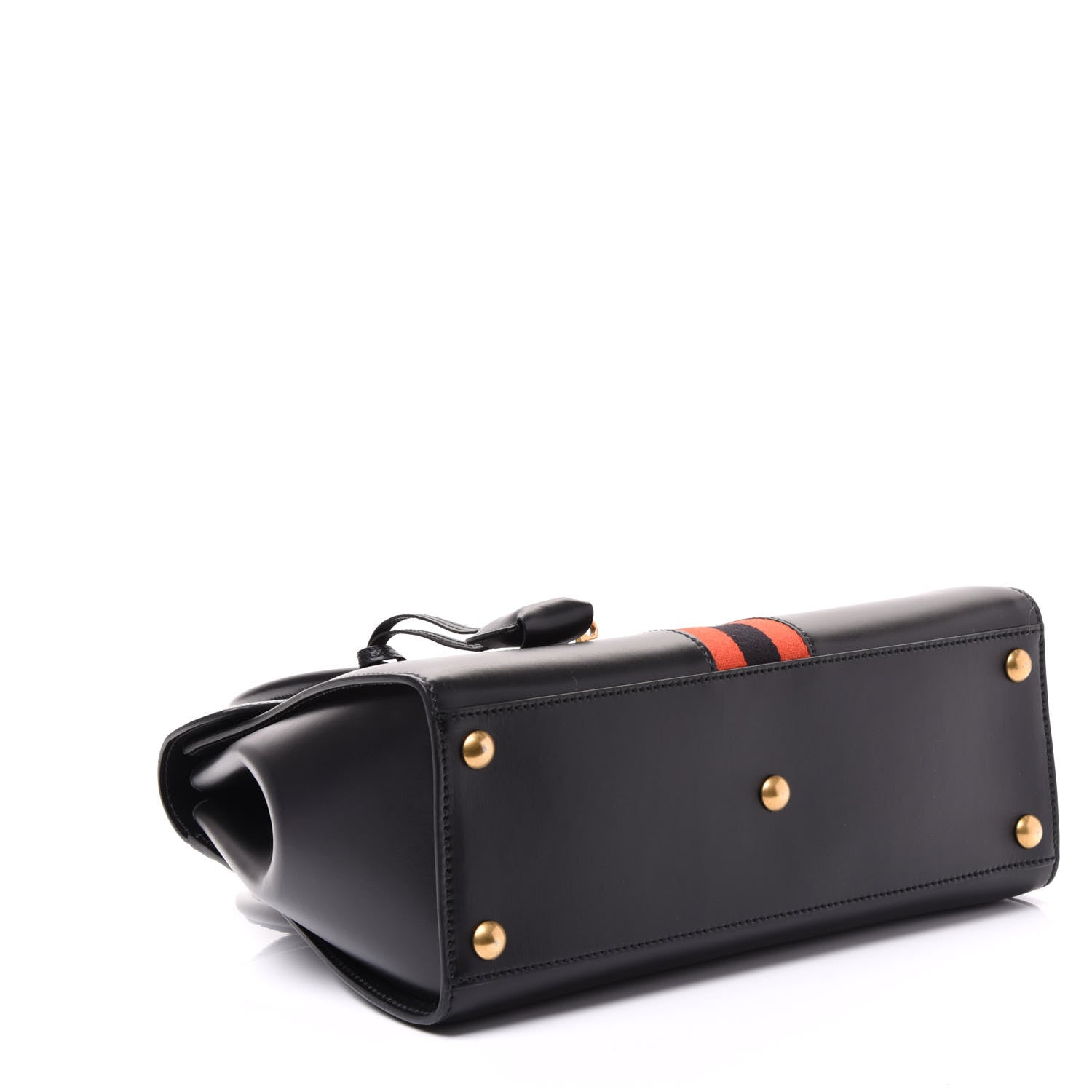 Gucci Plutone Calfskin Web Medium Turn Lock Top Handle Duffle Bag Black 3 of 11