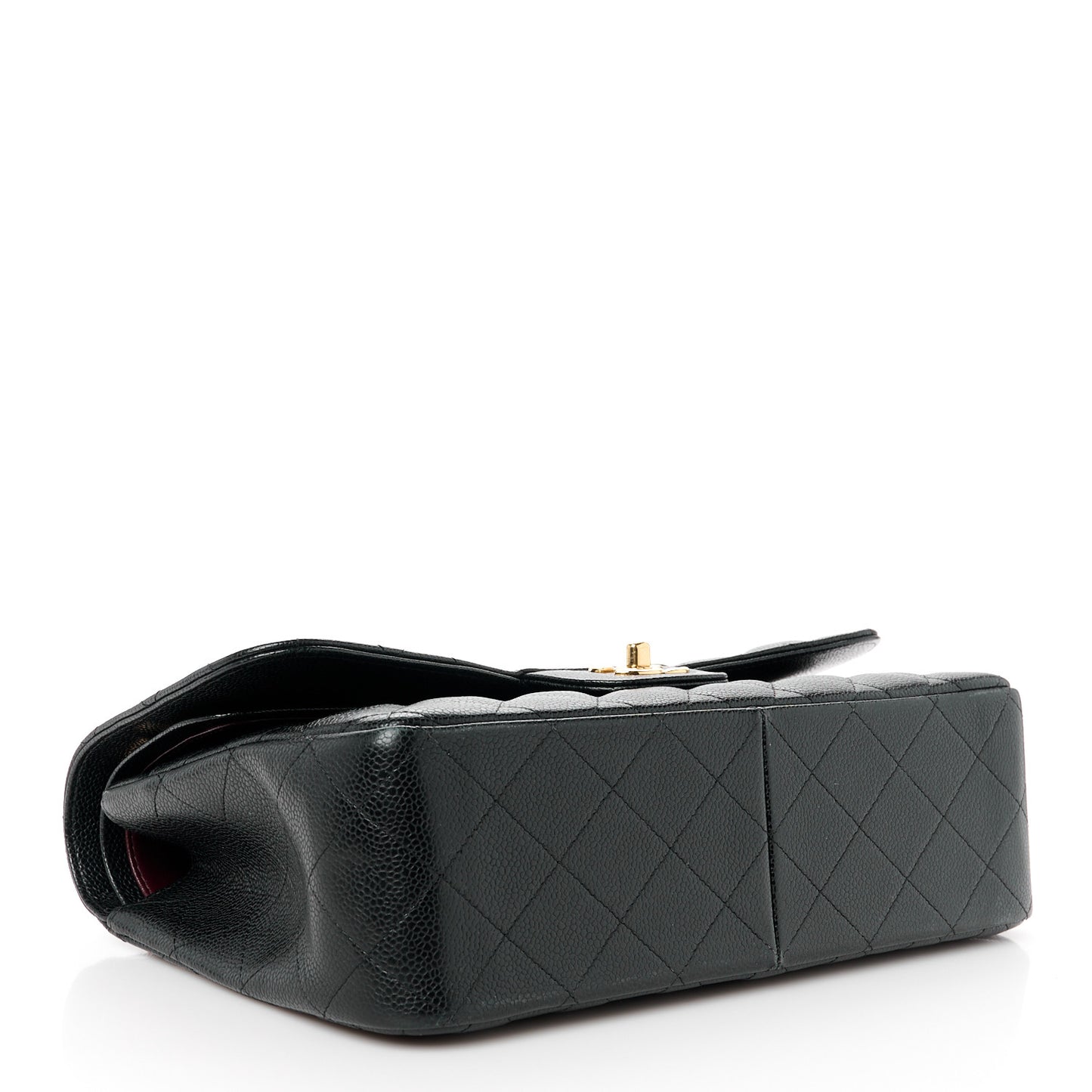 Caviar Quilted Jumbo Double Flap Black