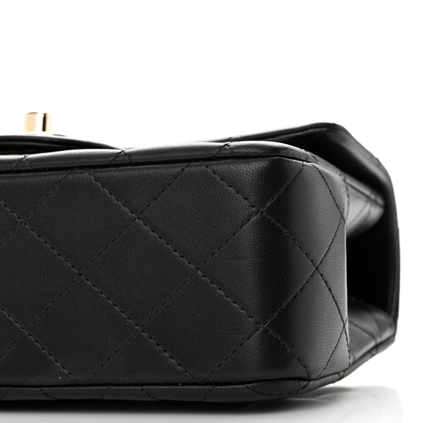 Lambskin Quilted Mini Top Handle Rectangular Flap Black