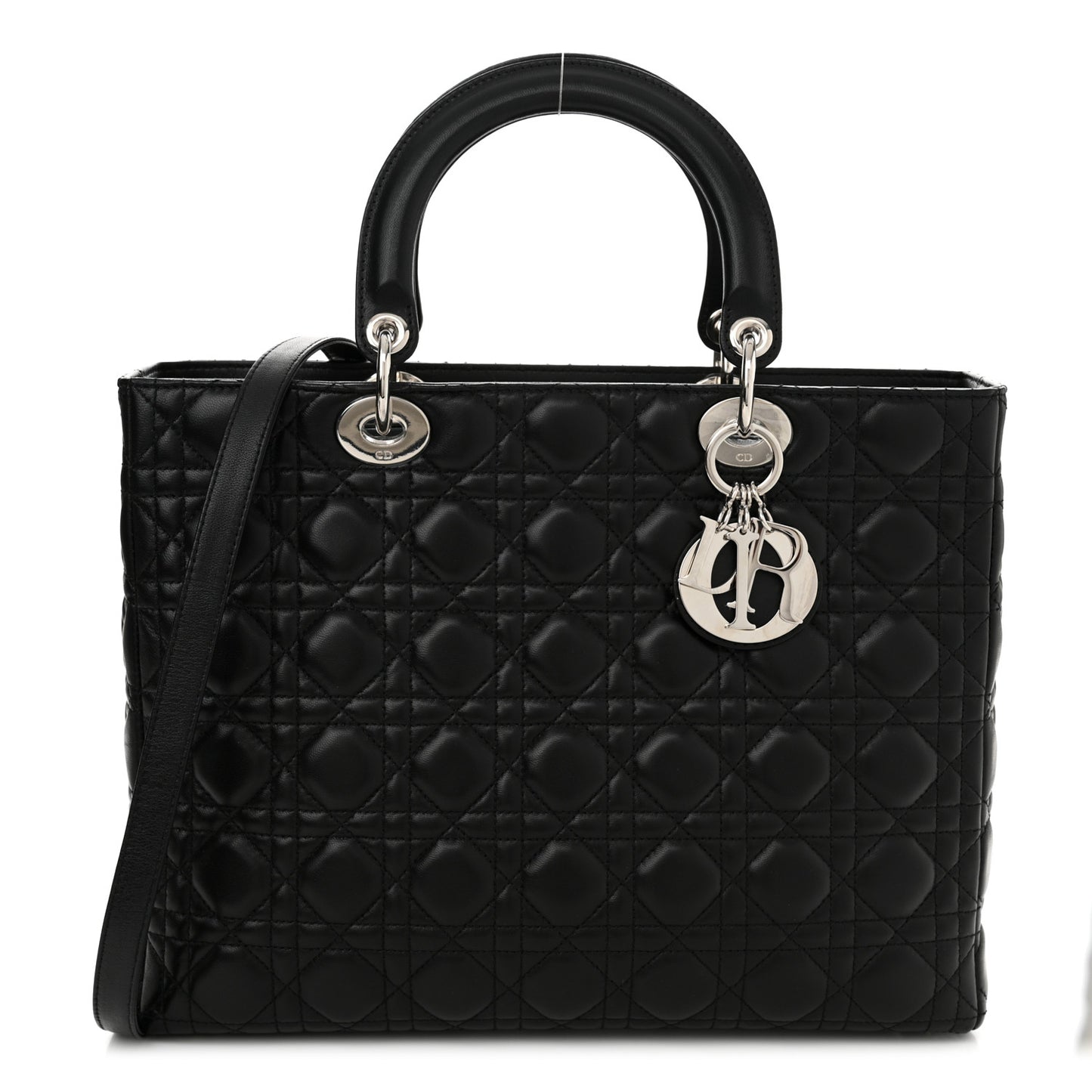 Lambskin Cannage Large Lady Dior Black