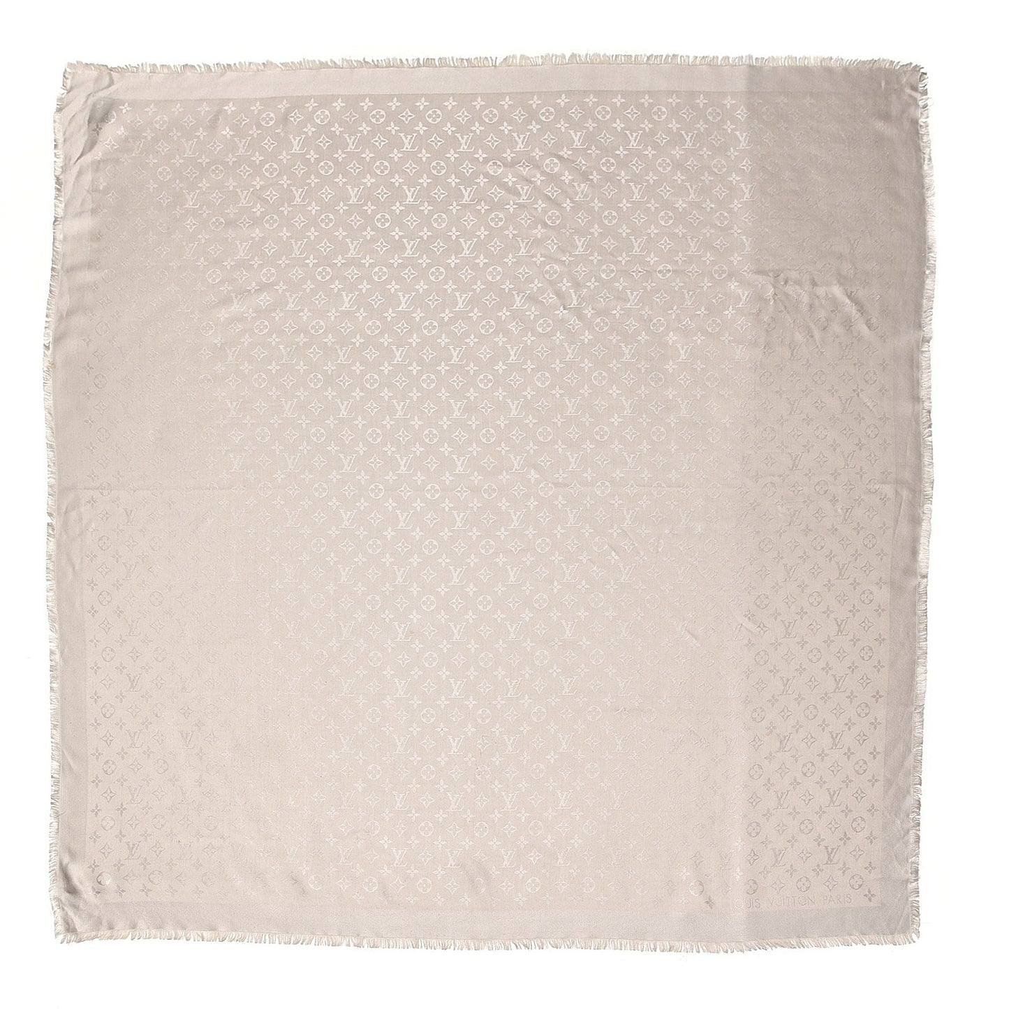 Silk Wool Monogram Shine Shawl Beige