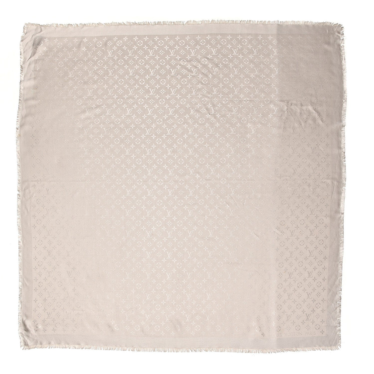 Louis Vuitton Silk Wool Monogram Shine Shawl Beige 1 of 4