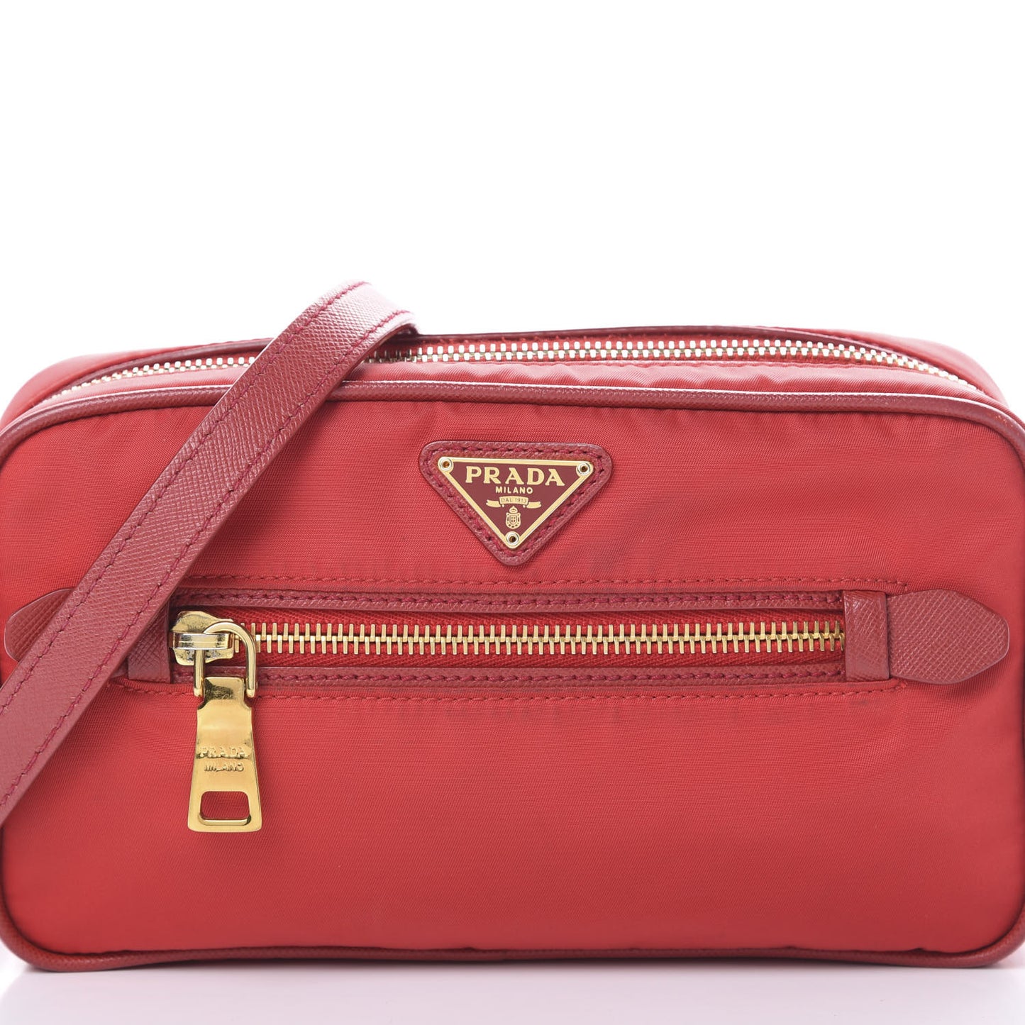 Tessuto Nylon Saffiano Small Crossbody Rosso