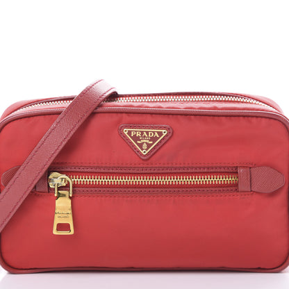 Prada Tessuto Nylon Saffiano Small Crossbody Rosso 8 of 15