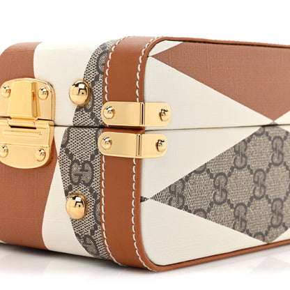 Gucci GG Supreme Monogram Boarded Dyana Calfskin Rhombus Print Savoy Top Handle Beauty Case Beige Ebony Mystic White Hazel Brown 7 of 8