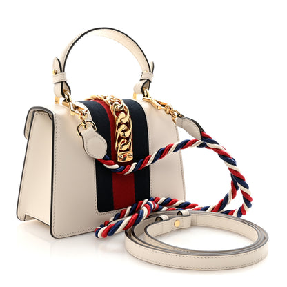 Gucci Calfskin Mini Sylvie Top Handle Bag White 3 of 11