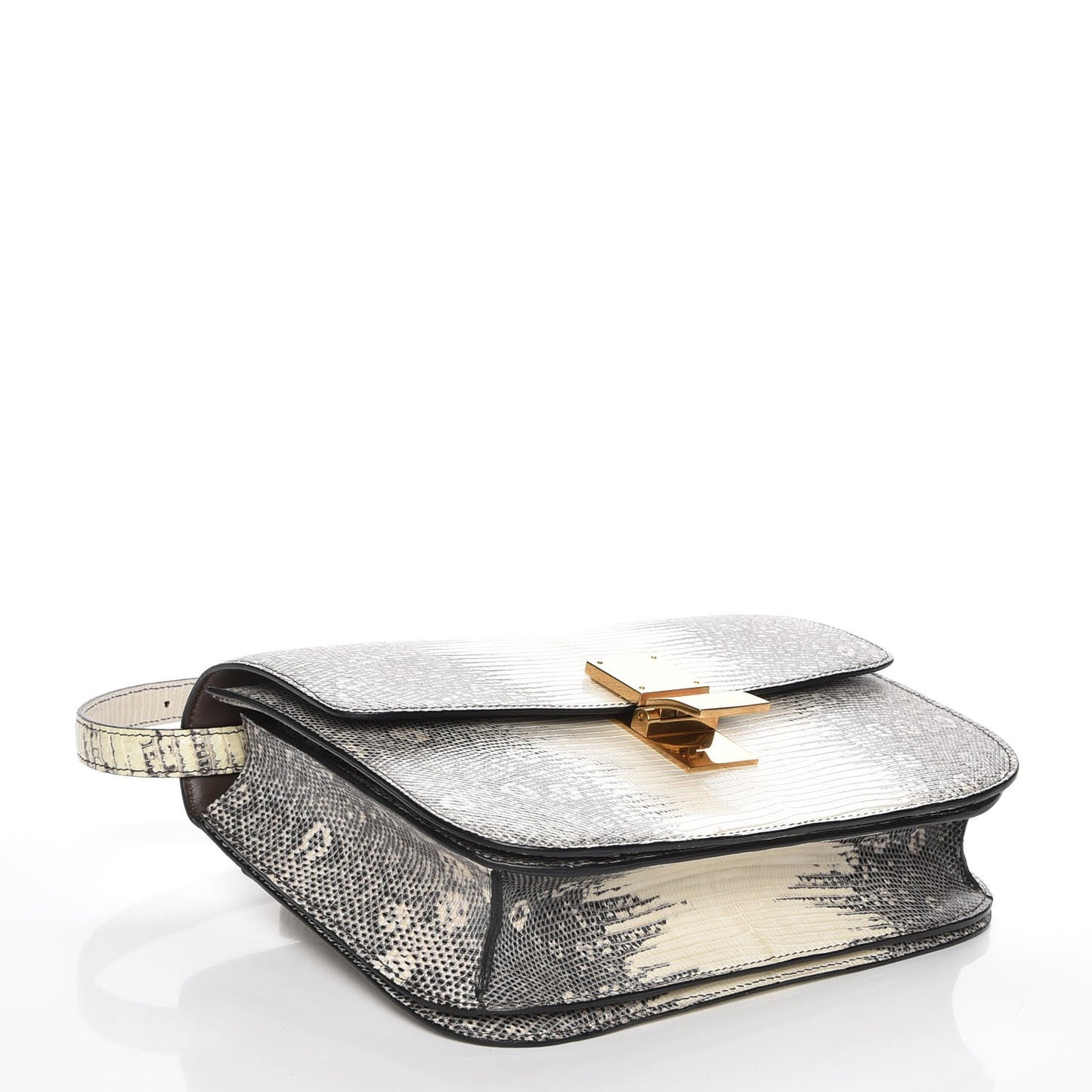Lizard Medium Classic Box Flap Bag Natural