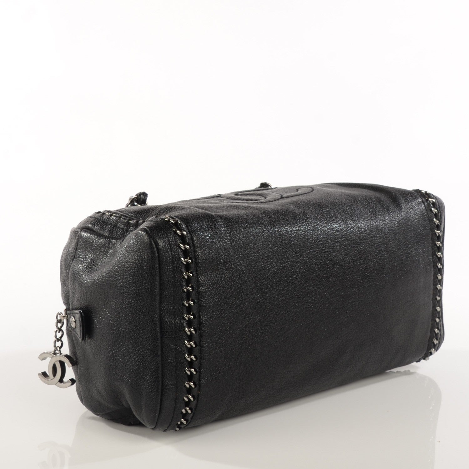 Chanel Metallic Goatskin Medium Luxe Ligne Bowler Black 4 of 6