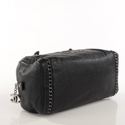 Chanel Metallic Goatskin Medium Luxe Ligne Bowler Black 4 of 6