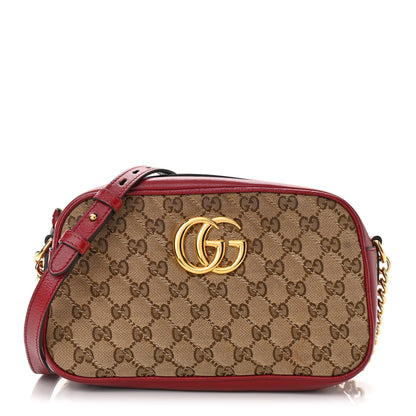 Gucci Monogram Azalea Calfskin Matelasse Diagonal Small GG Marmont Chain Shoulder Bag Beige Ebony New Cherry Red 1 of 11