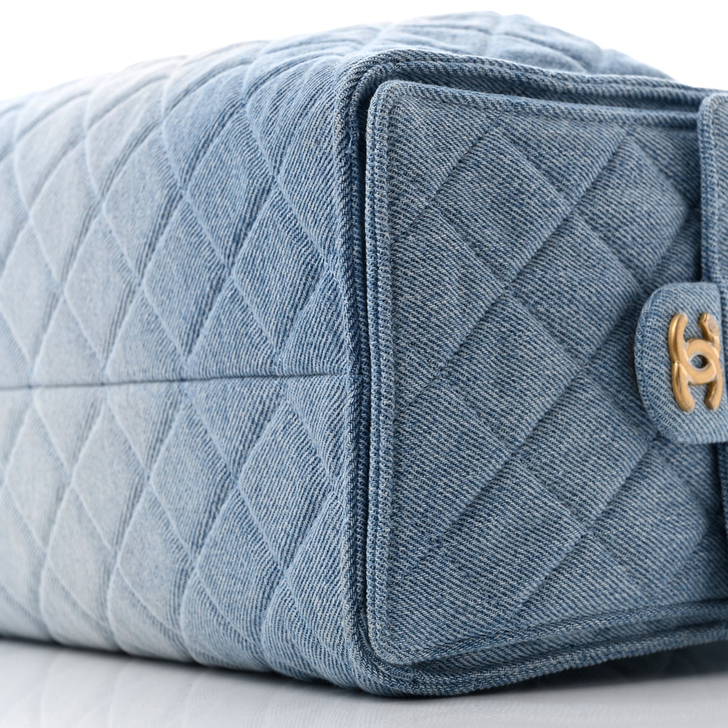 Washed Denim Quilted Medium Chanel 25 Handbag Blue
