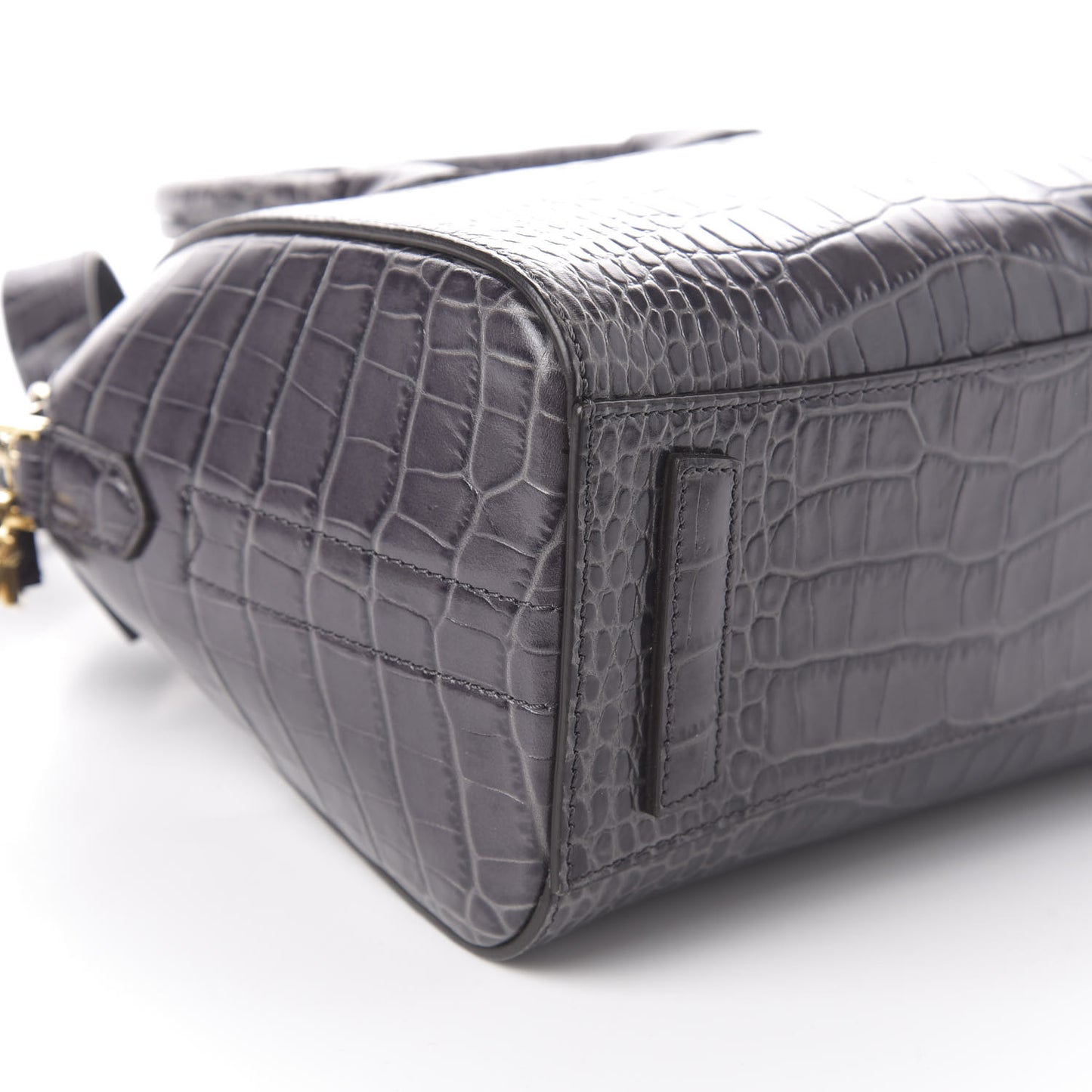 Calfskin Crocodile Embossed Mini Antigona Storm Grey