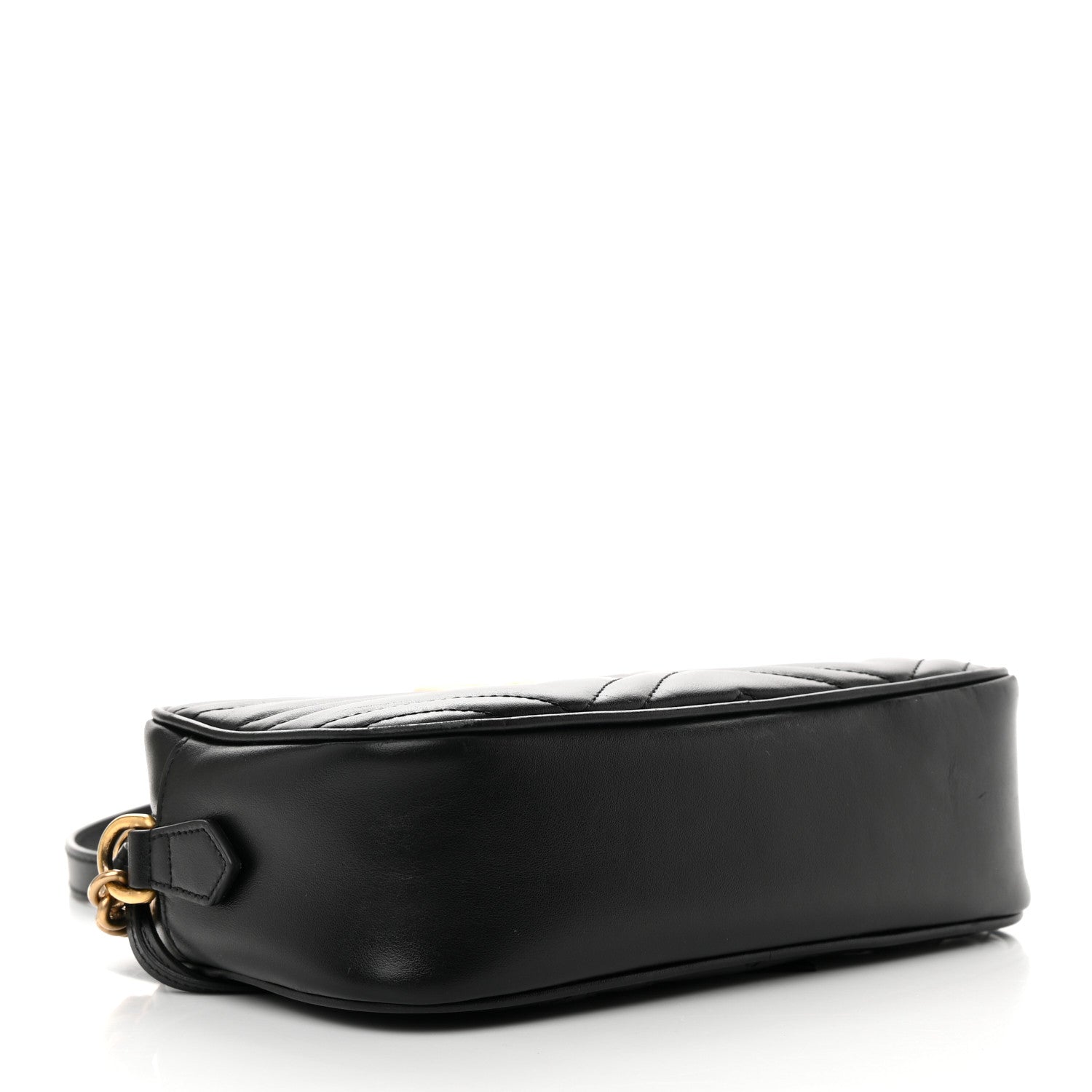 Gucci Calfskin Matelasse Small GG Marmont Chain Shoulder Bag Black 3 of 15