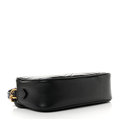 Gucci Calfskin Matelasse Small GG Marmont Chain Shoulder Bag Black 3 of 15