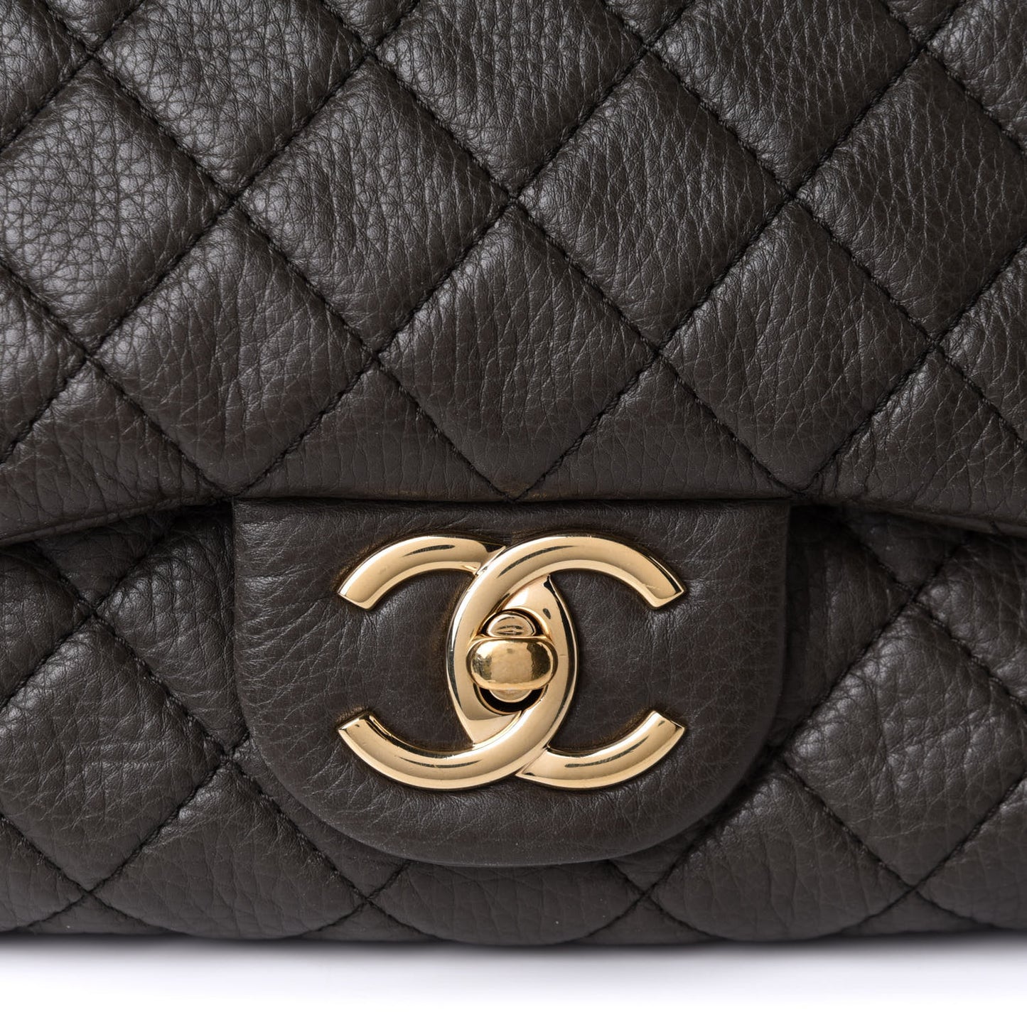 Calfskin Quilted XXL Travel Flap Bag Khaki